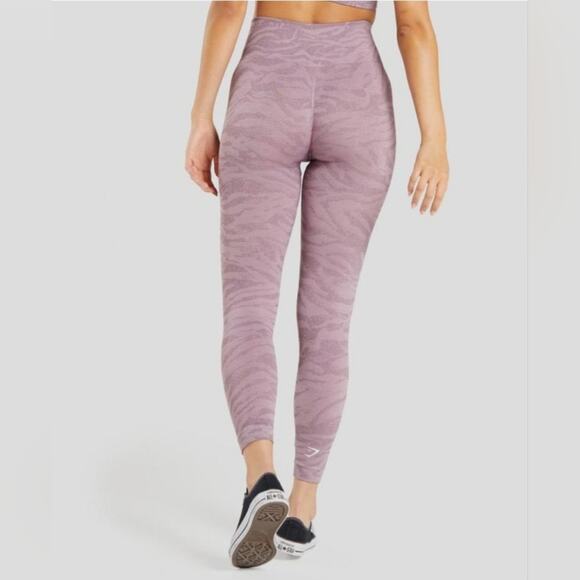 Gymshark Adapt Animal Seamless Gym Activewear Leggings Purple Zebra XS - Picture 2 of 13